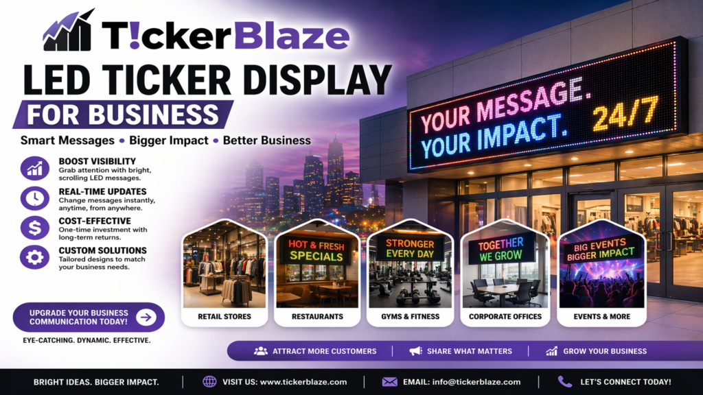 led ticker display for business