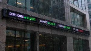 Weatherproof outdoor LED ticker display operating in rain with IP65 protection